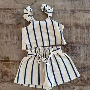 Zara pinstripe set blue and white size 7 girls